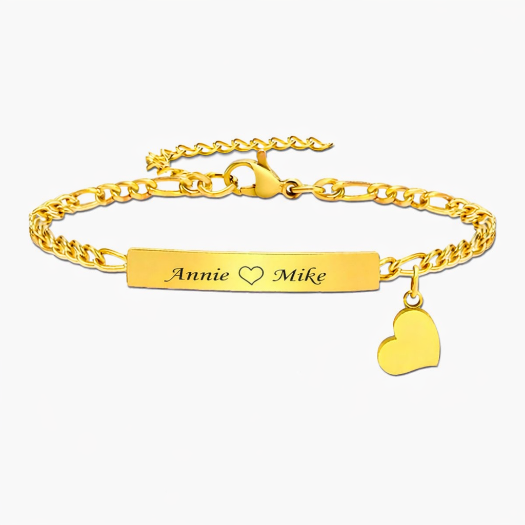 Bracelet Couple Personnalisé avec Prénom & Cœur