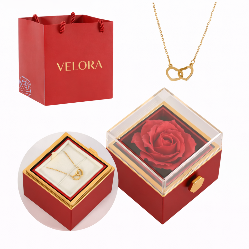 Coffret Rose Éternelle & Collier Gravé – Un souvenir pour toujours