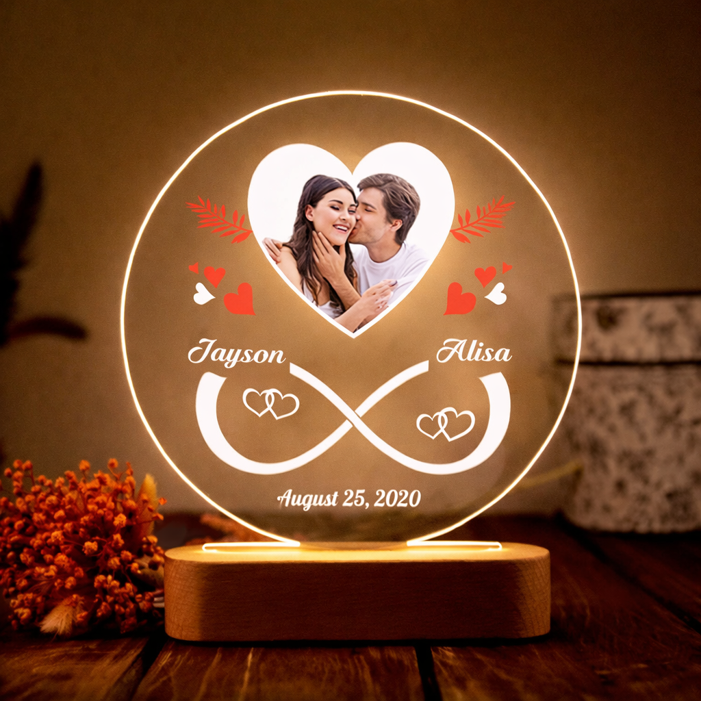 Lampe LED Personnalisée Photo & Infini — Votre histoire illuminée