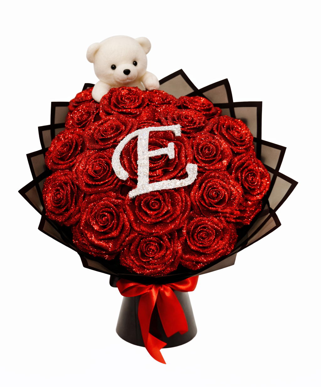 Grand Bouquet de Roses Éternelles Personnalisé avec Initiale