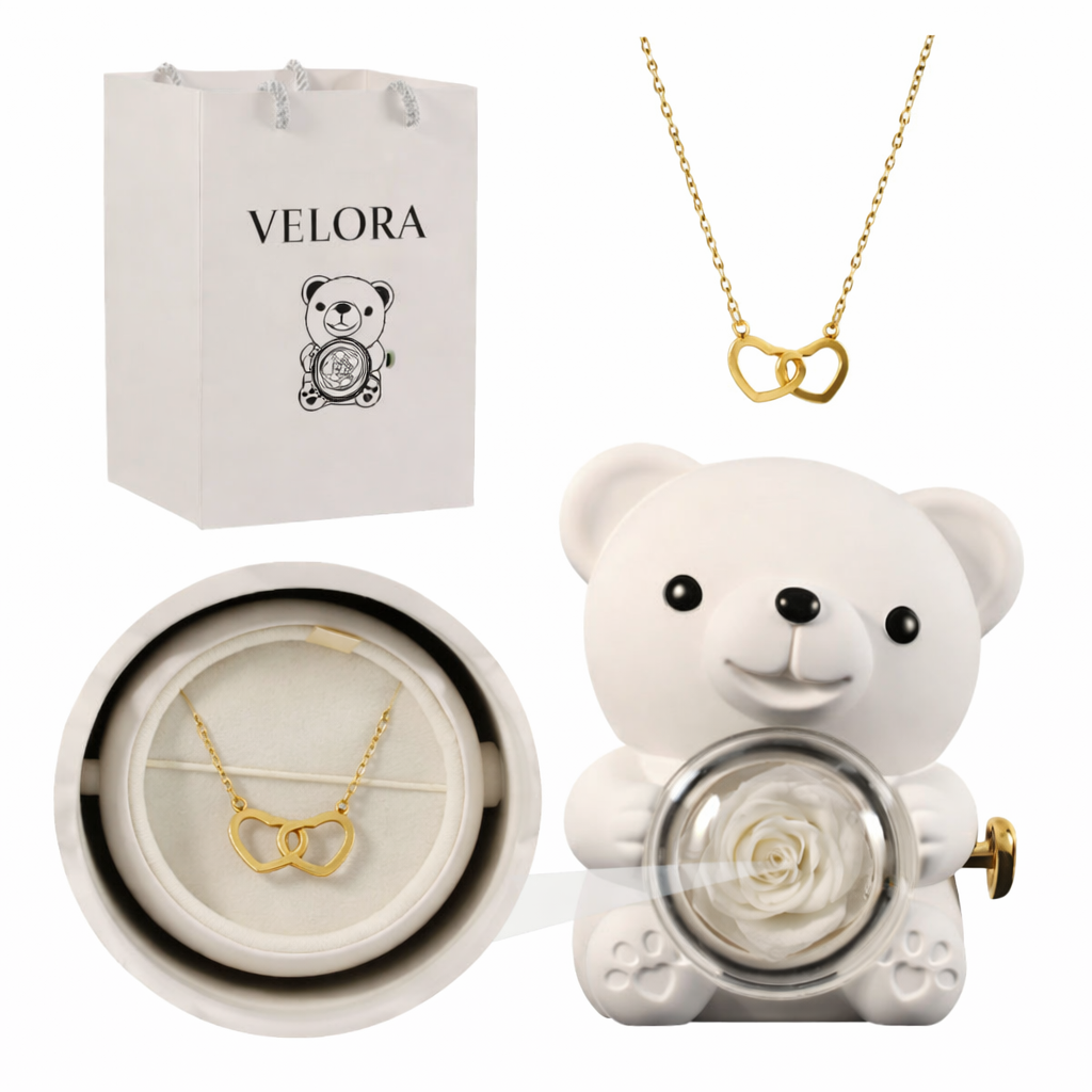 Ours Rose Éternelle avec Collier – L’amour qui dure