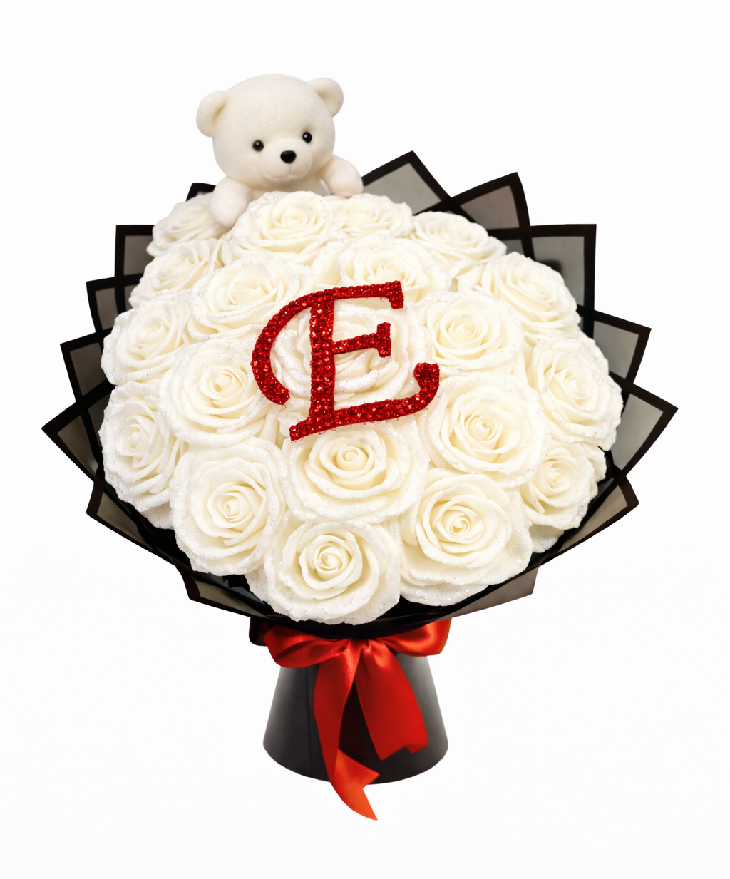Grand Bouquet de Roses Éternelles Personnalisé avec Initiale