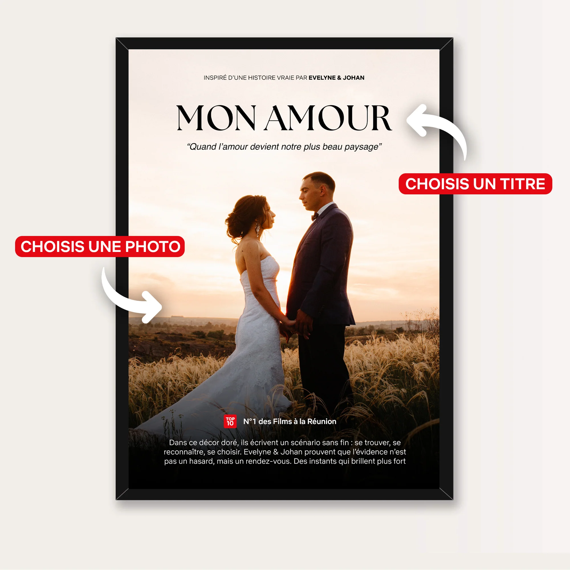 Cadre Film Personnalisé – Une histoire digne d'un film - Format A4 (21 x 29.7 cm)